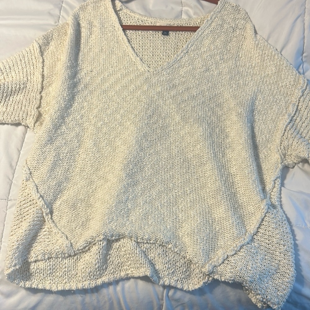 Target Cream Woven Knit Sweater